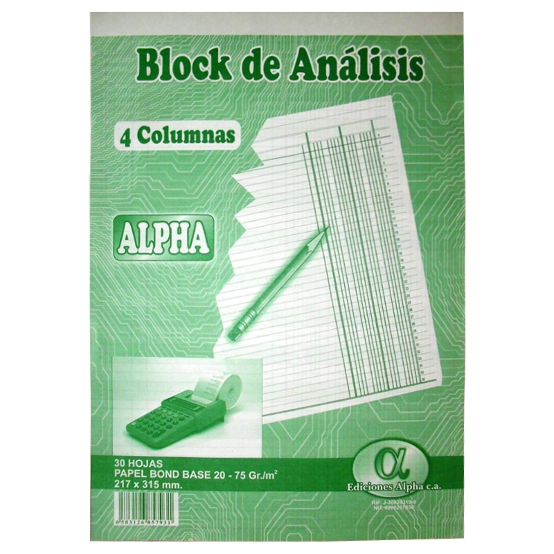 BLOCK DE CONTABILIDAD 4 COLUMNAS