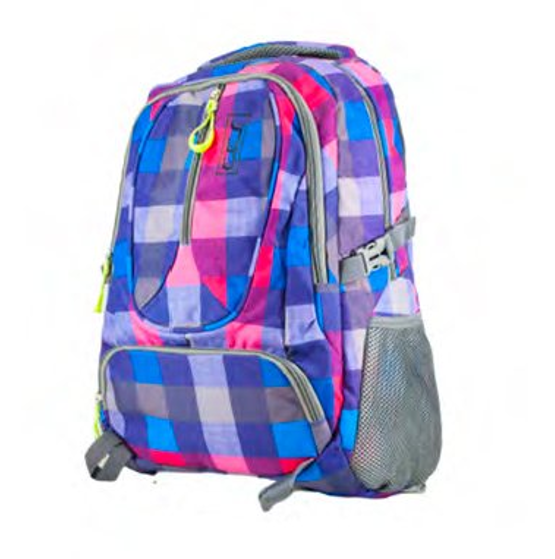 BOLSO CUADROS MORADO, FUCSIA Y AZUL